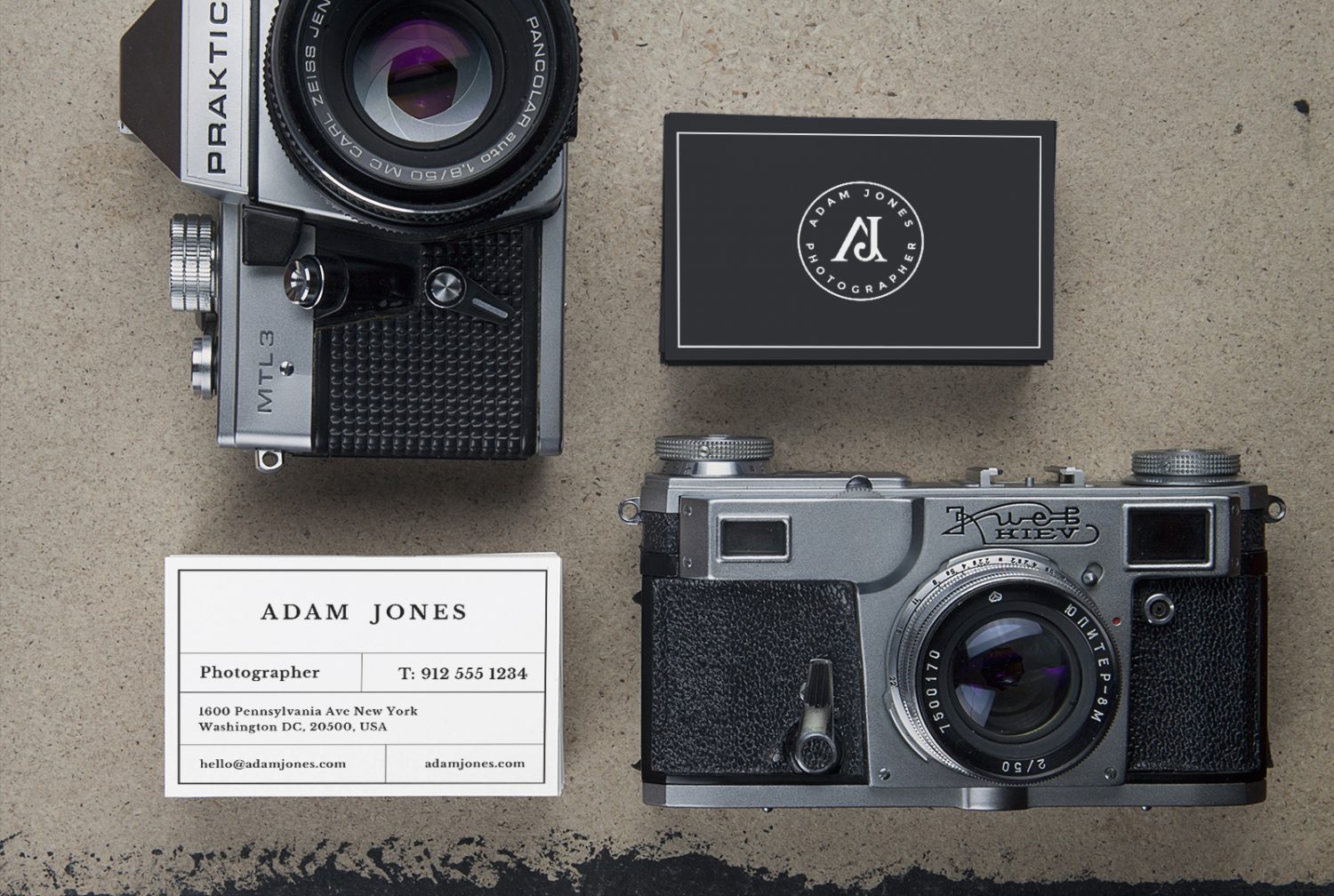 Vintage Cameras B-Cards Mockup