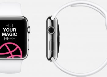 White and Silver Apple Watch Mockup