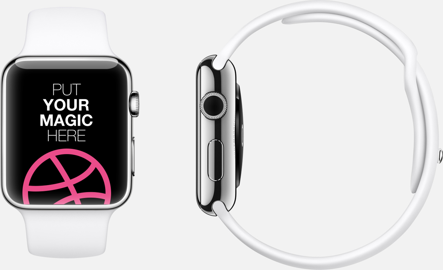 White and Silver Apple Watch Mockup