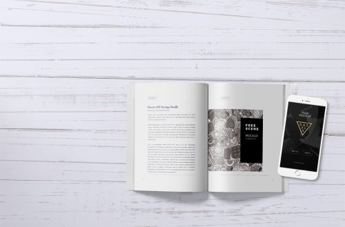 iPhone and Book Scene Mockup