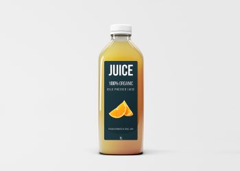 Free Big Glass Juice Bottle Mockup