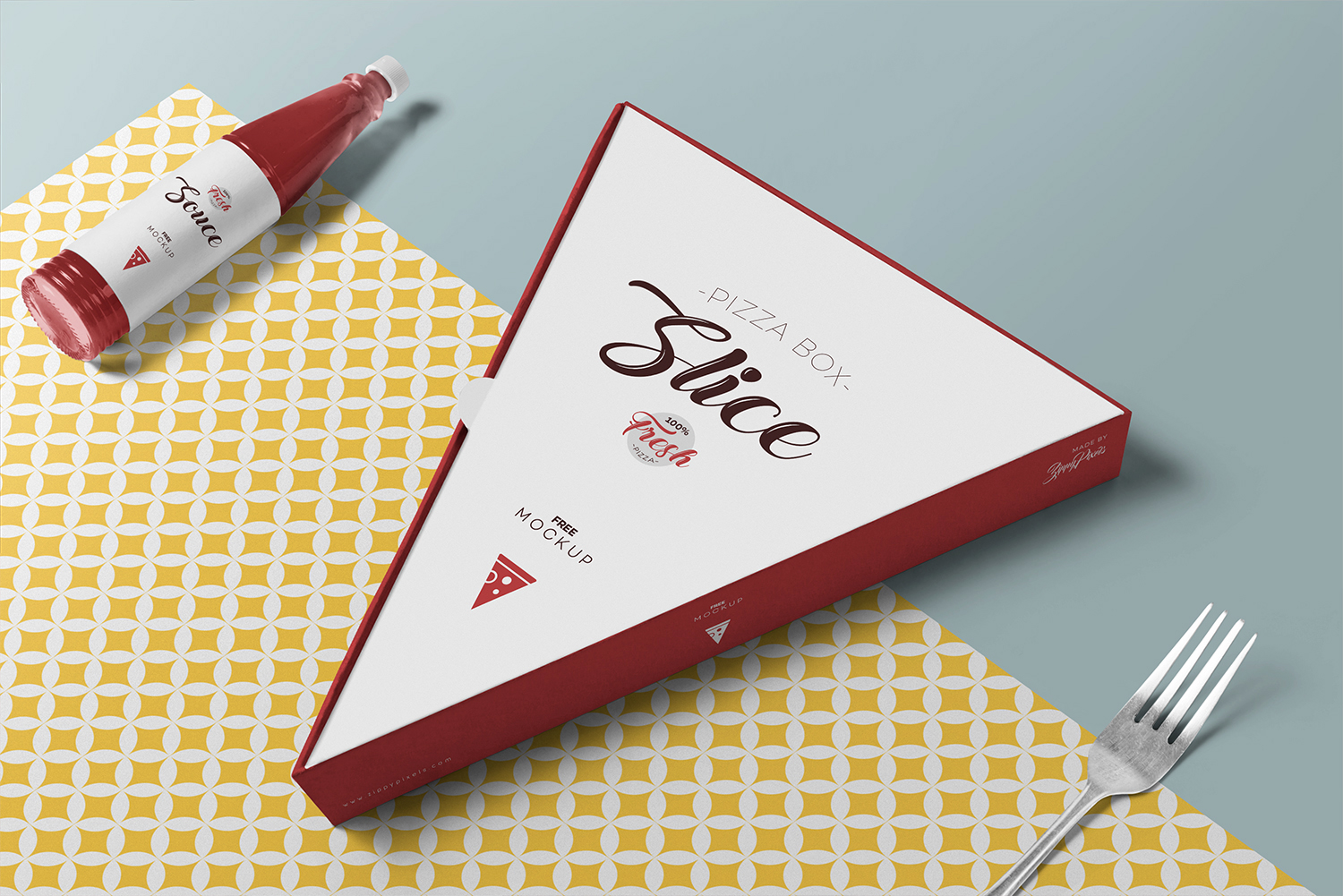 Free Pizza Slice Box Mockup