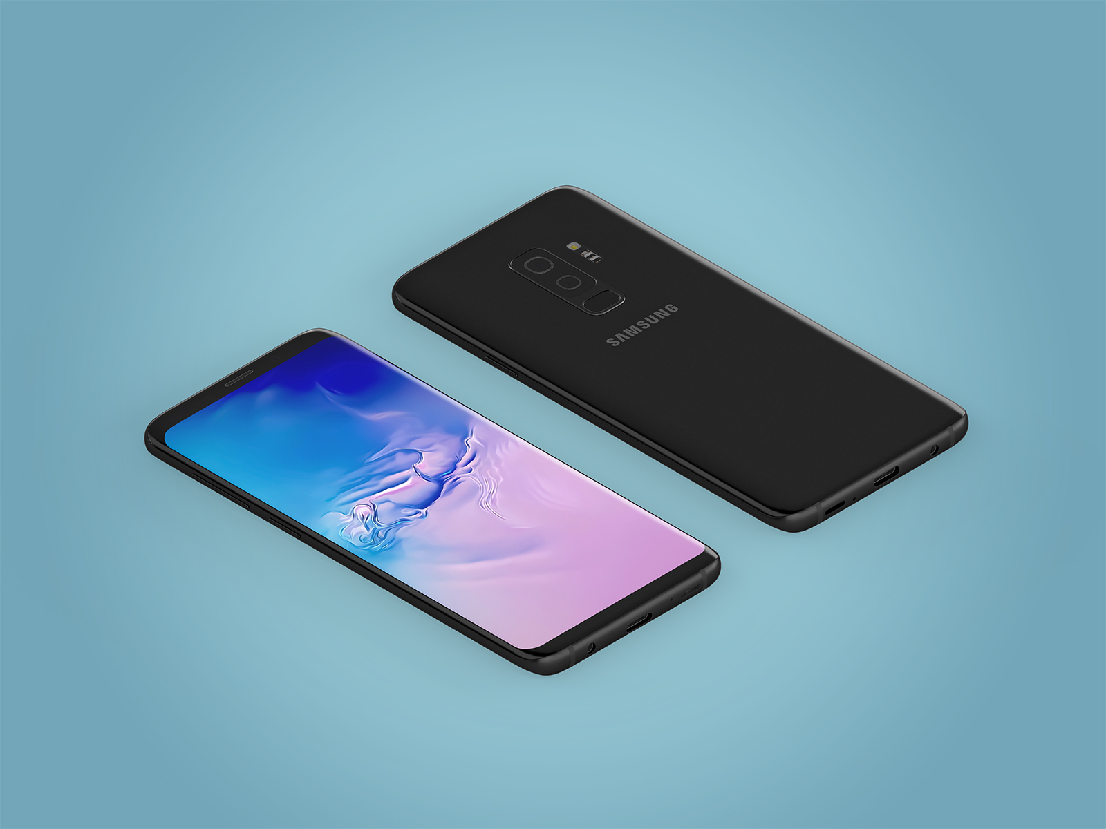 Isometric Samsung Galaxy S9 Plus Mockup