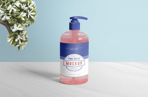 Glass Pump Dispenser Bottle Mockup