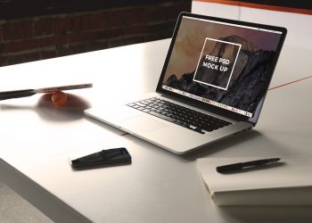 Macbook Pro on Table Mockup