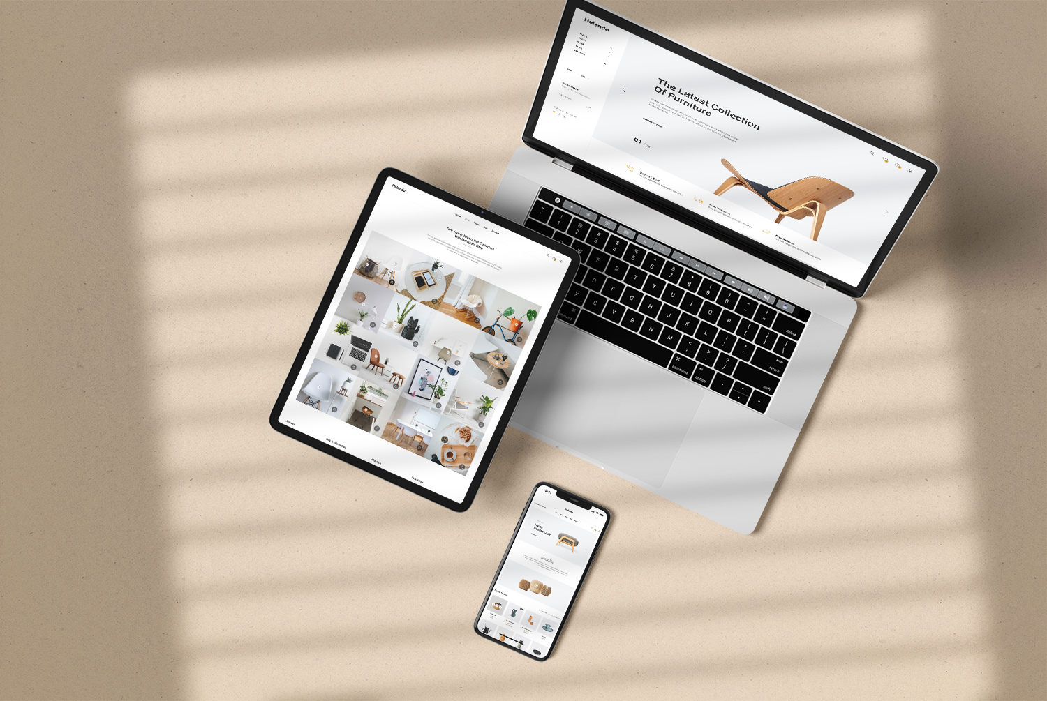 Realistic iPhone iPad Macbook Mockup