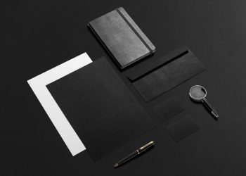 Black Stationery Mockup Free PSD