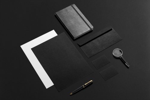 Black Stationery Mockup Free PSD