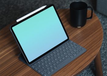 Free New iPad Pro Mockup with Keyboard