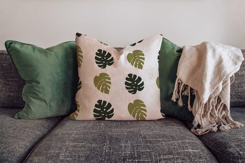 Free Pillow Mockup on the Sofa