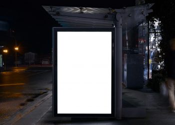 Bus Shelter Poster PSD Mockup