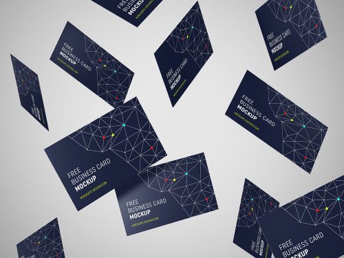 Free Flying Business Cards Mockup