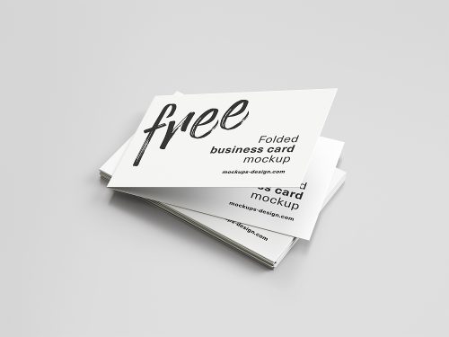 Free Folded Business Cards Mockup