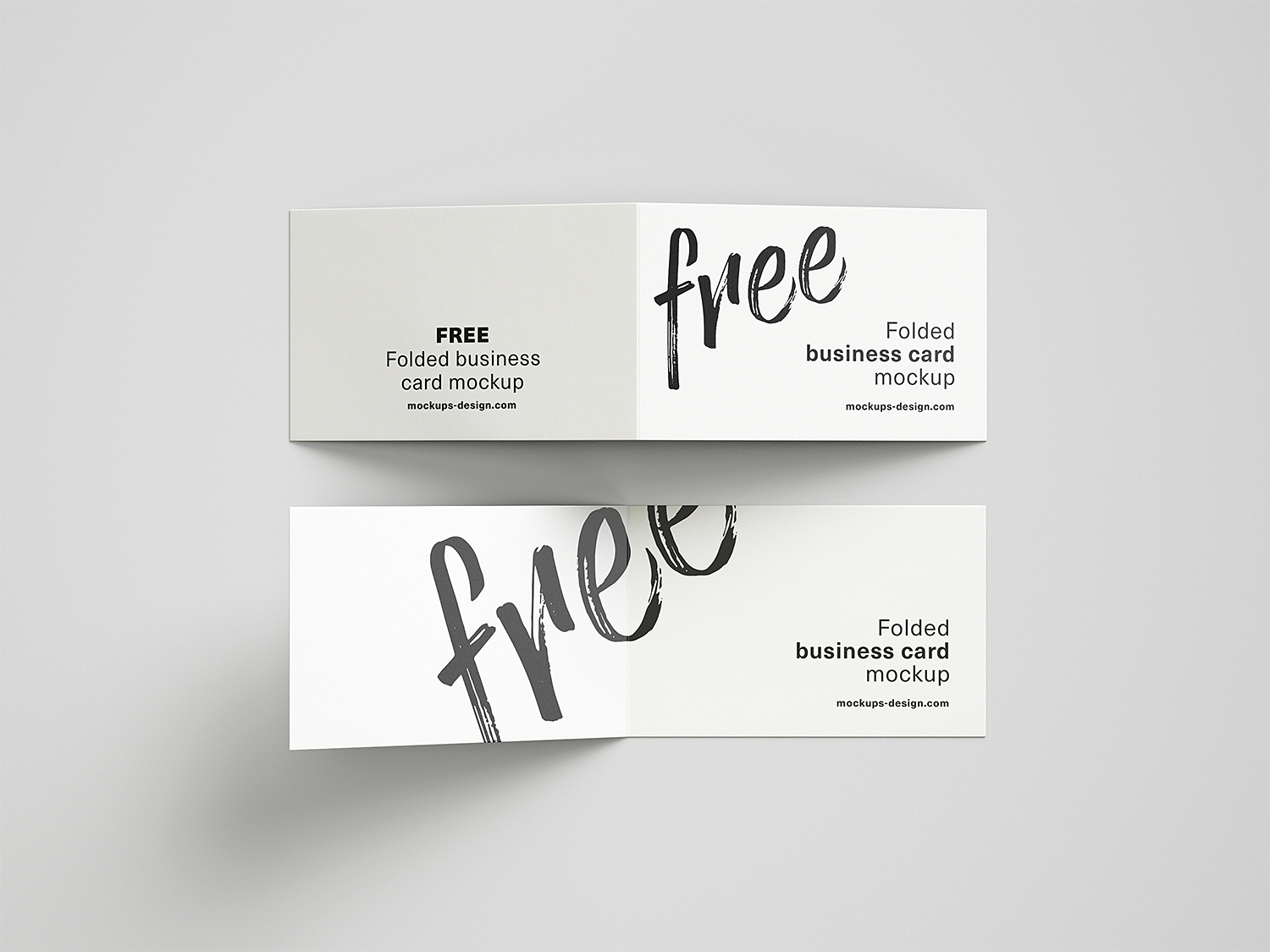 Free Folded Business Cards Mockup