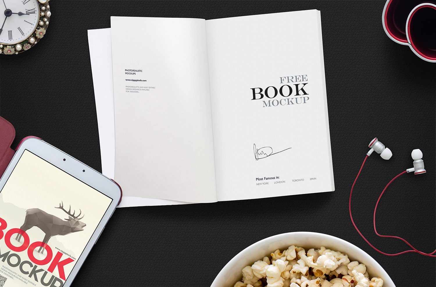 Free Open Book Mockup Scene