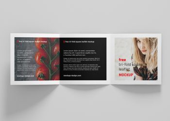 Free Square Trifold Leaflet Mockup