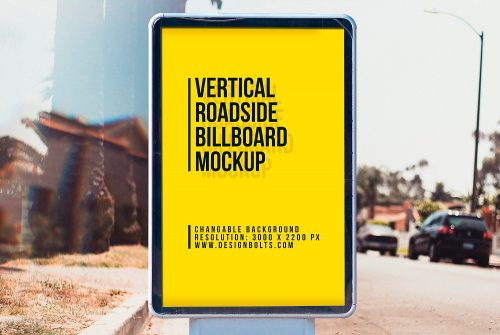 City Light Street Billboard Mockup Free