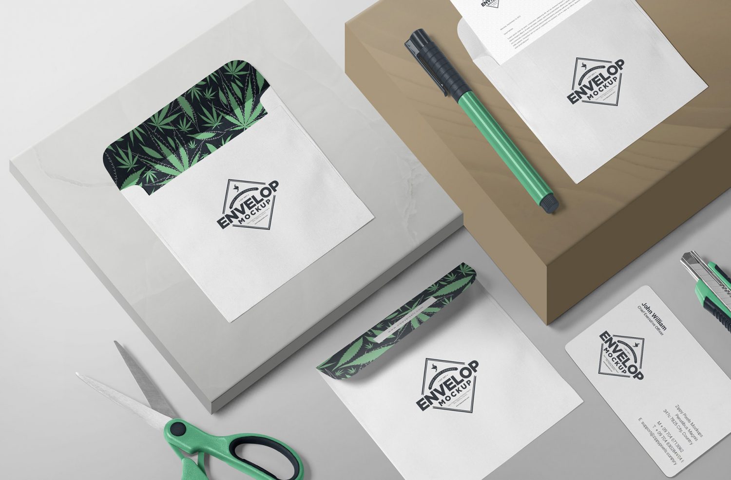 Free Envelope Mockup PSD in Isometric View