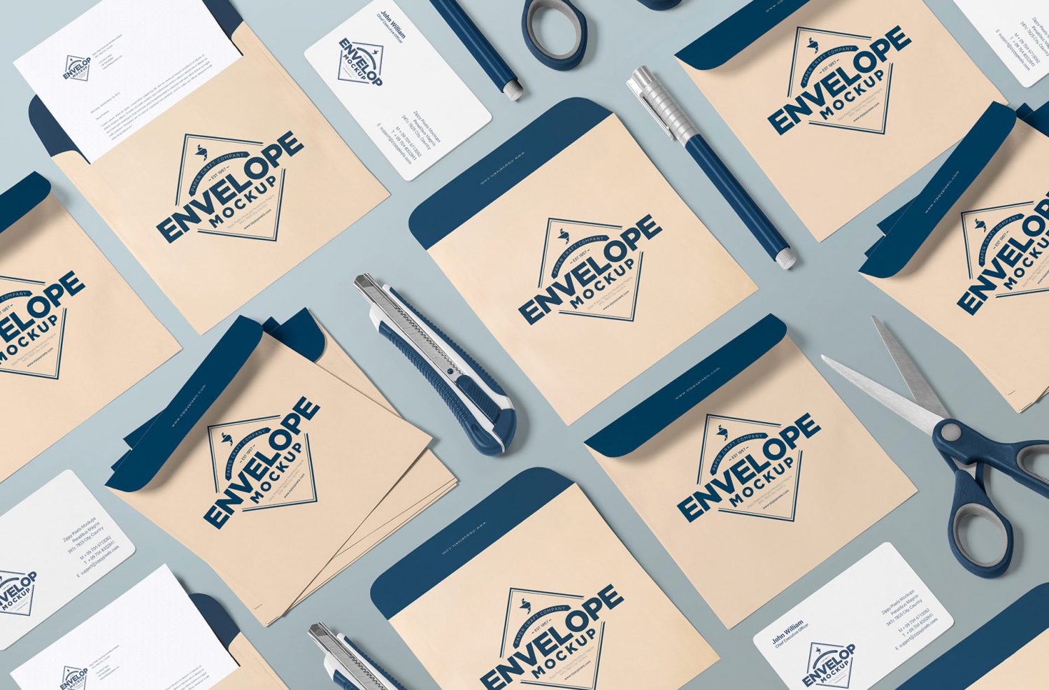 Free Envelope Mockup PSD in Isometric View