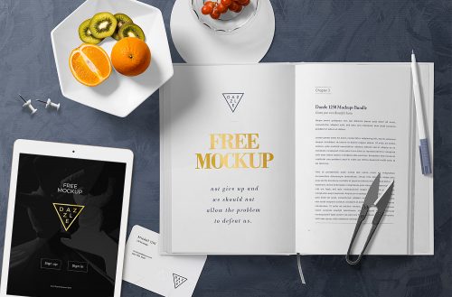 Free Open Book Page Mockup Scene