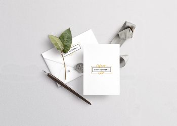 Free Wedding Card with Envelope Mockup