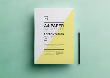 PSD A4 Overhead Paper Mockup