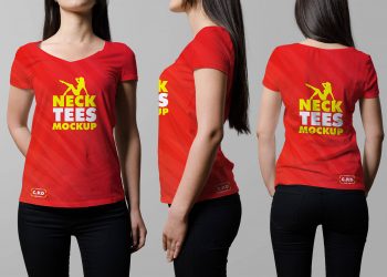 Female T-Shirt Mockup Free Psd