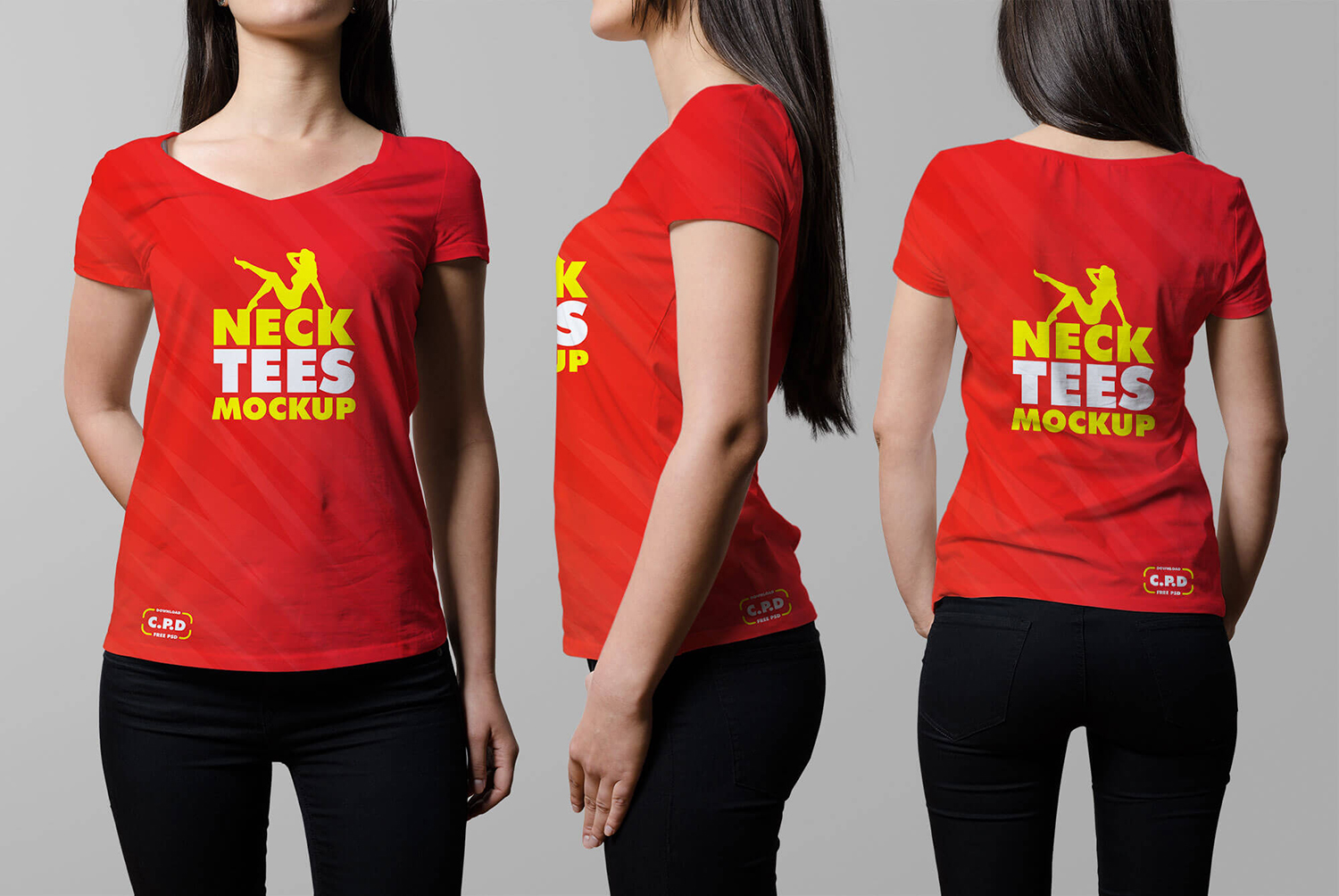 Female T-Shirt Mockup Free Psd