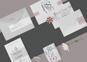 Free Elegant Wedding Stationery Mockup