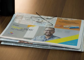 Free Half Folded Newspaper Mockup