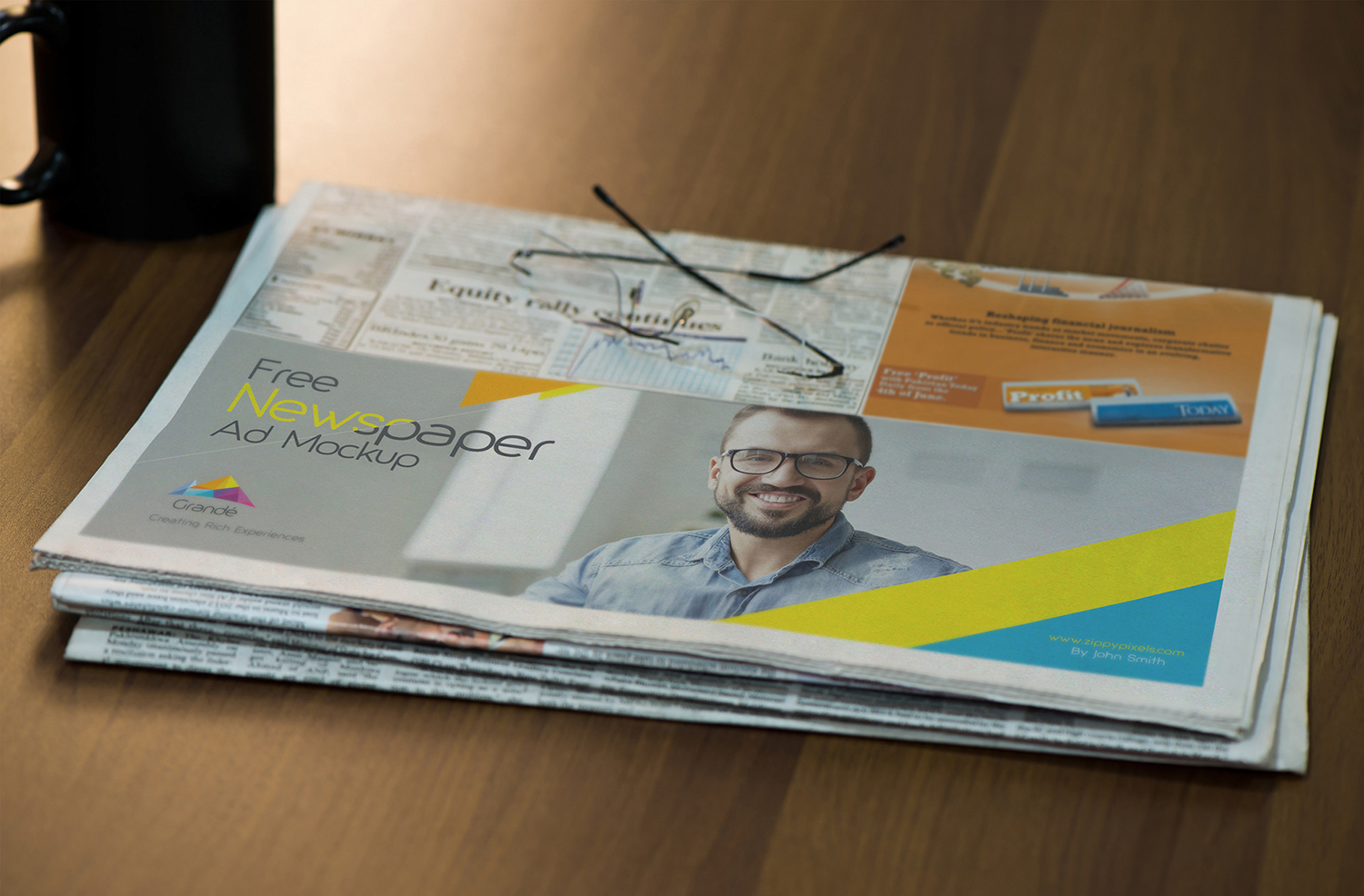 Free Half Folded Newspaper Mockup