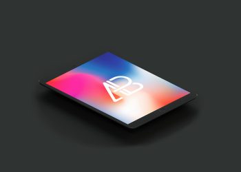 Free Isometric Matte Black iPad Pro Mockup