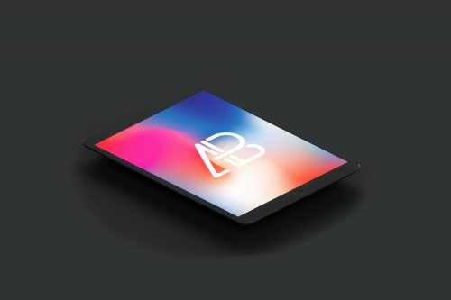 Free Isometric Matte Black iPad Pro Mockup