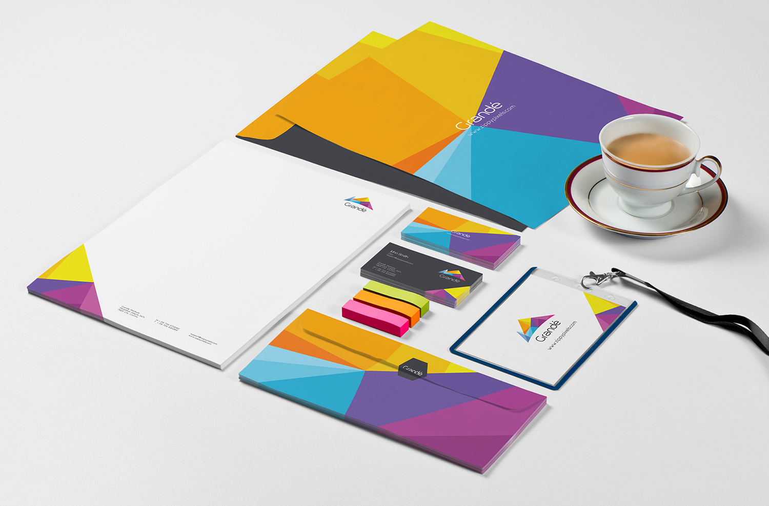 Free Photorealistic Stationery Branding PSD Mockups