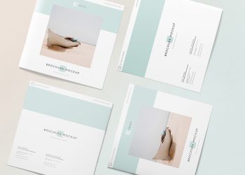 Free Square Brochure Mockup Scene