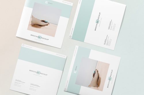 Free Square Brochure Mockup Scene