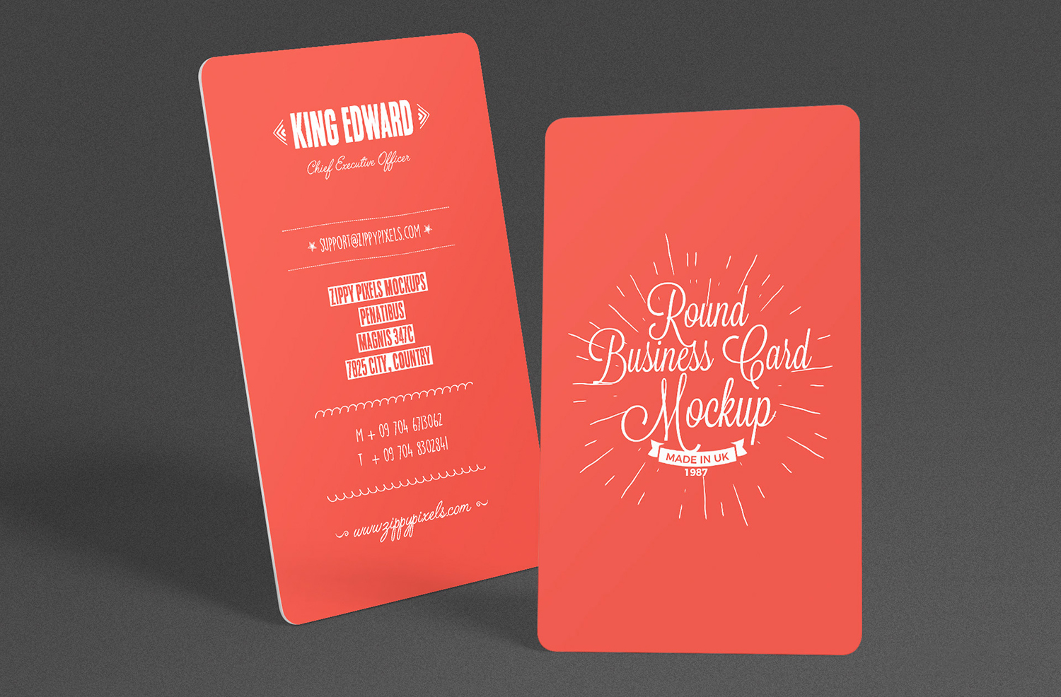 Round Corners Business Card Mockup (PSD)