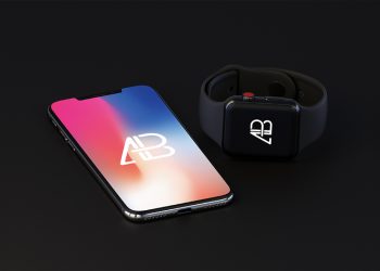 Free iPhone X and Apple Watch Series 3 Mockup