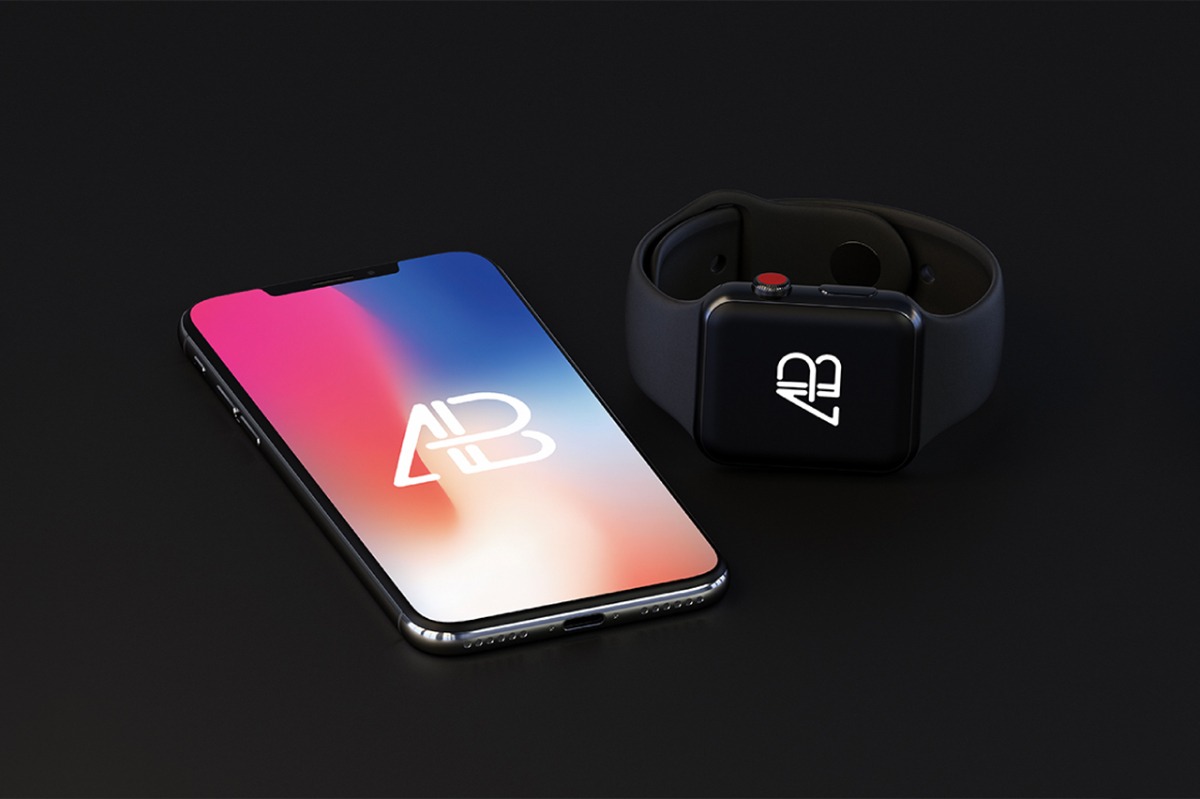 Free iPhone X and Apple Watch Series 3 Mockup