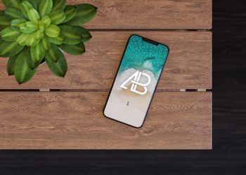 Free iPhone X on Table Mockup