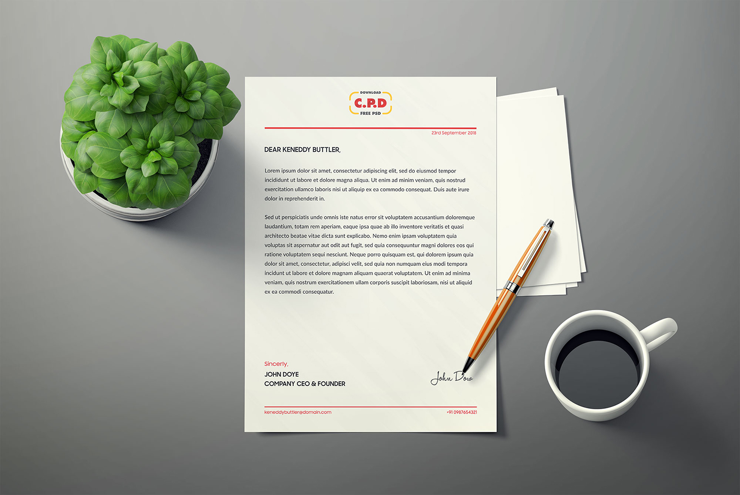 Letterhead Mockup Free Psd