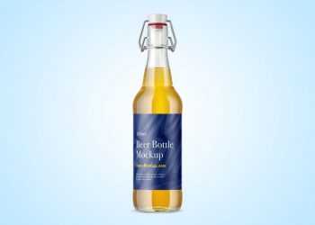 Clear Glass Beer Bottle Mockup with Swing Top Cap