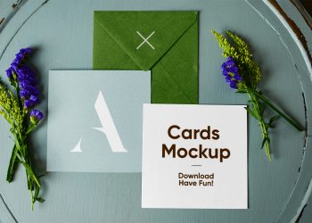 Envelope with Cards Mockup