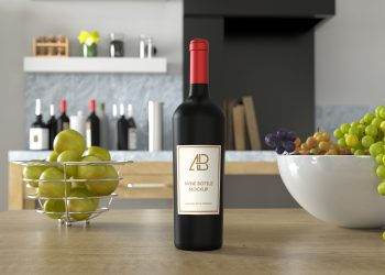 Free Wine Bottle PSD Mockup