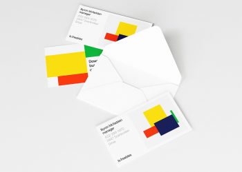 Opened Envelope and Business Cards Mockup