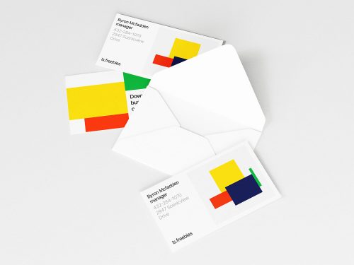 Opened Envelope and Business Cards Mockup