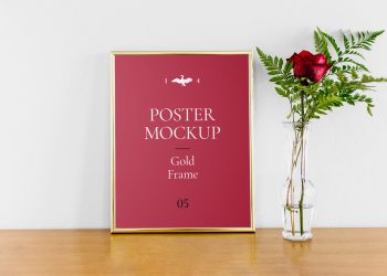 Poster with Gold Frame Mockup