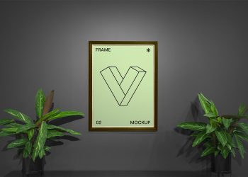 Poster with Plants Mockup