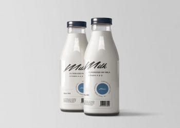 Two Milk Bottles Mockup
