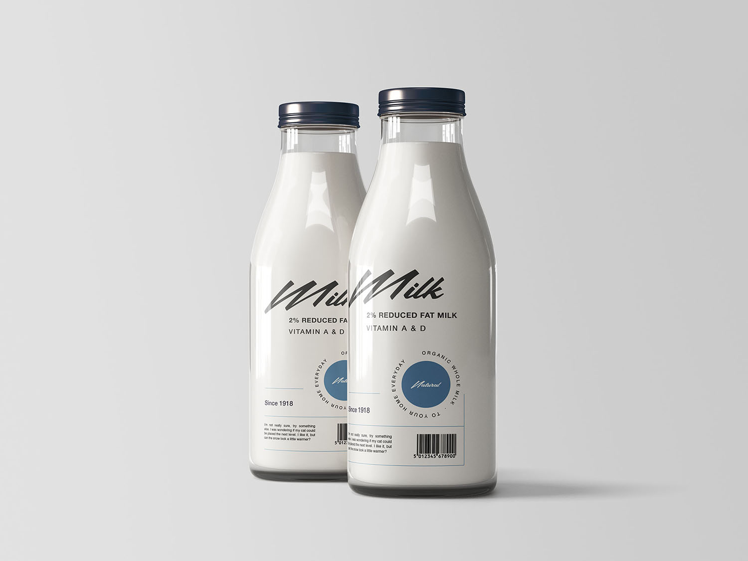 Two Milk Bottles Mockup